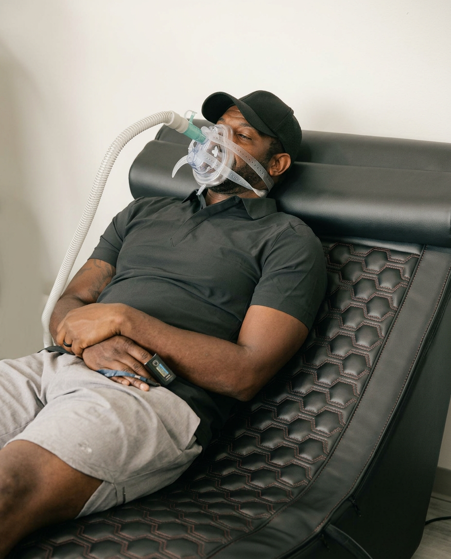 A patient resting during oxygen therapy at My PowerPlant
